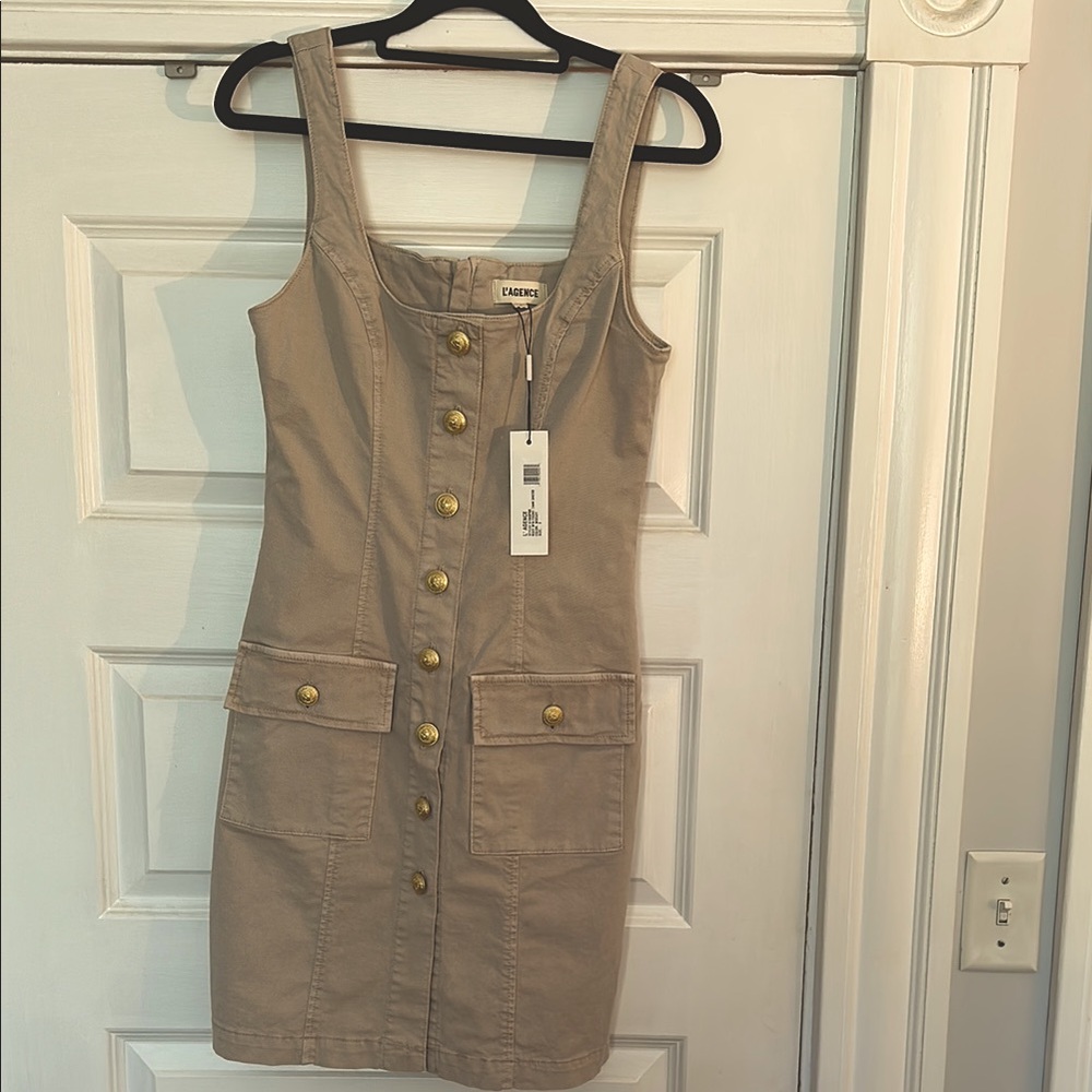 L’Agence Midy Button Front Tank Dress in Biscuit size 2